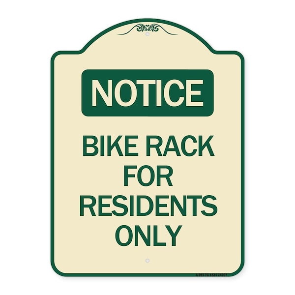 Signmission Bike Rack for Residents Only Heavy-Gauge Aluminum Architectural Sign, 24" x 18", TG-1824-24307 A-DES-TG-1824-24307 - main